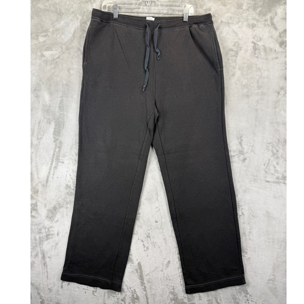 Gap Body Black Fleece Lounge Pants Mens Large Straight Leg Drawstring Sweatpants